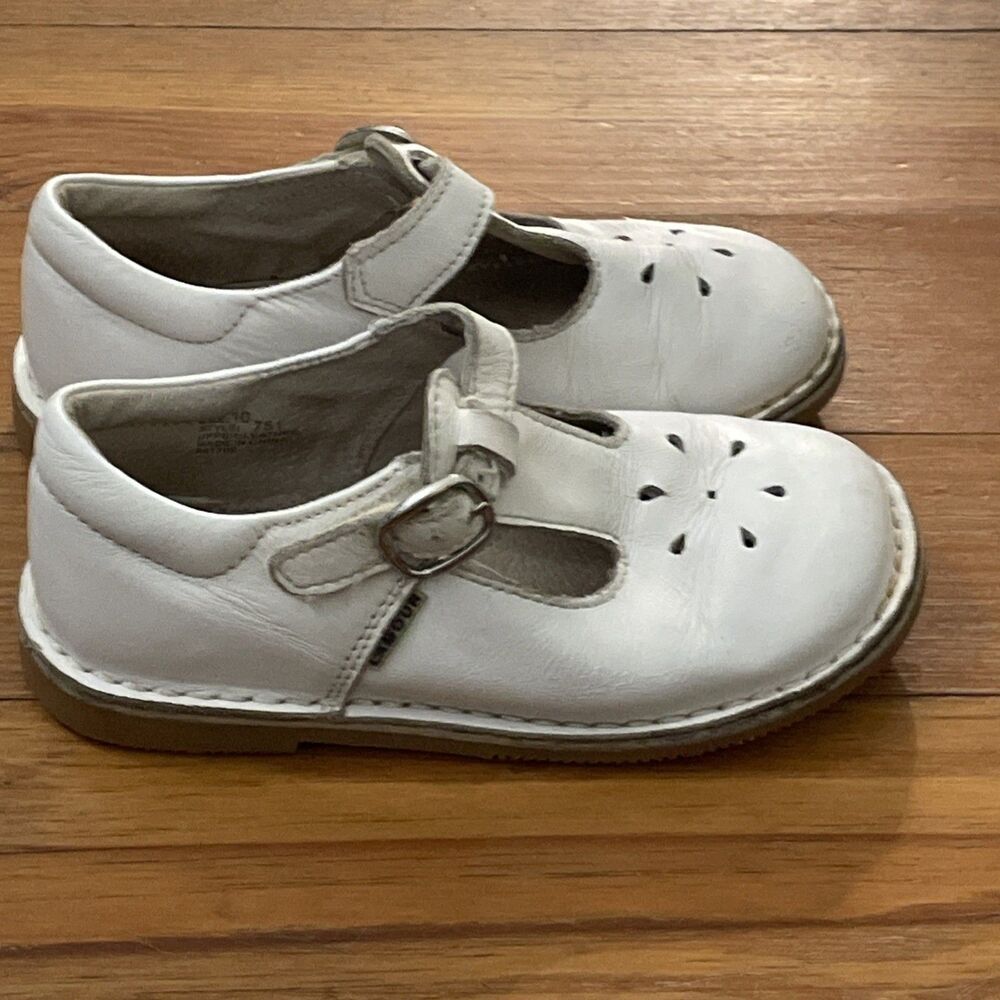L'Amour White Joy Classic Leather T-Strap Mary Jane Kids Size 10 751 - Picture 7 of 14